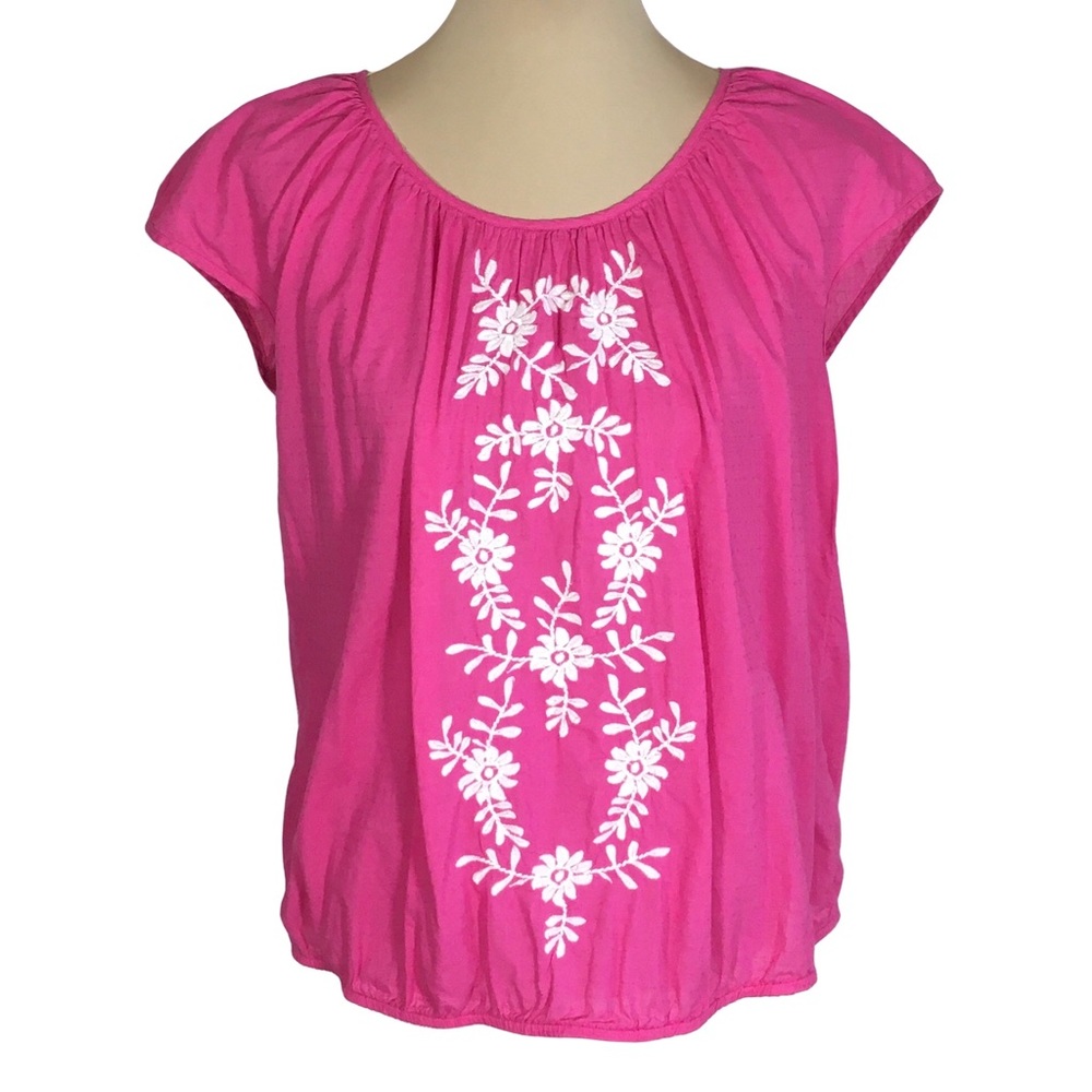 St. John's Bay Pink Embroidered Blouse, Petite XL